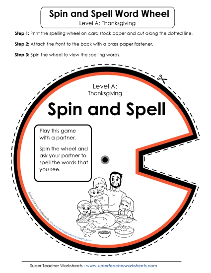 Flashcards, Word Wheel, and Slider - Spin-and-Spell (A-Thanksgiving) 