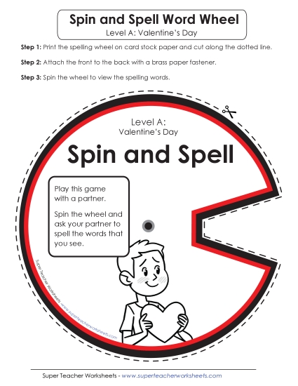 Flashcards and Word Wheel - Spin and Spell (A-Valentine's Day) 