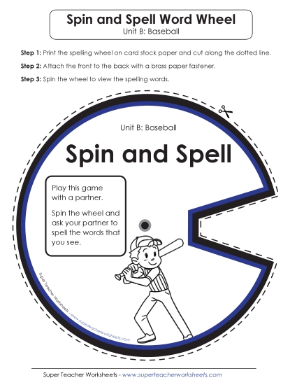 Flashcards, Word Wheel, and Slider - Spin and Spell (B-Baseball) 