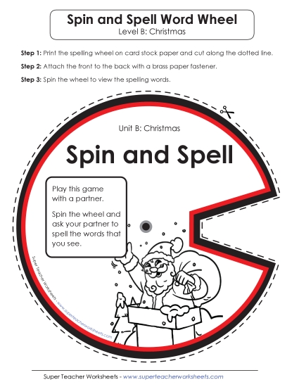 Flashcards, Word Wheel, and Slider - Spin and Spell (B-Christmas)