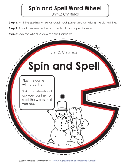Flashcards and Word Wheel - Spin-and-Spell (C-Christmas) 