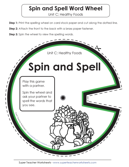 Flashcards and Word Wheel - Spin and Spell (C-Healthy Foods) Flashcards and Word Wheel - Spin and Spell (C-Healthy Foods)