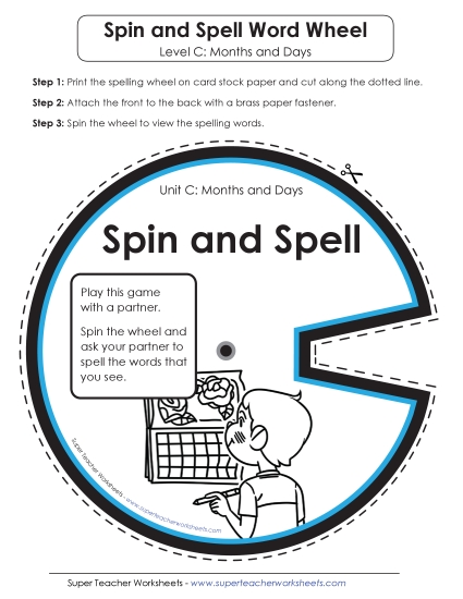 Flashcards and Word Wheel - Spin and Spell (C-Months and Days) 