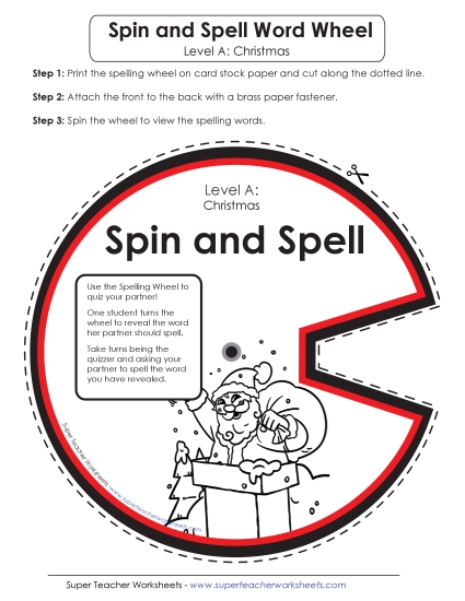 Flashcards, Word Wheel, and Slider - Spin-and-Spell Word Wheel (A-Christmas) 