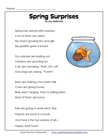 Holiday Poems - Spring Surprises Holiday Poems - Spring Surprises