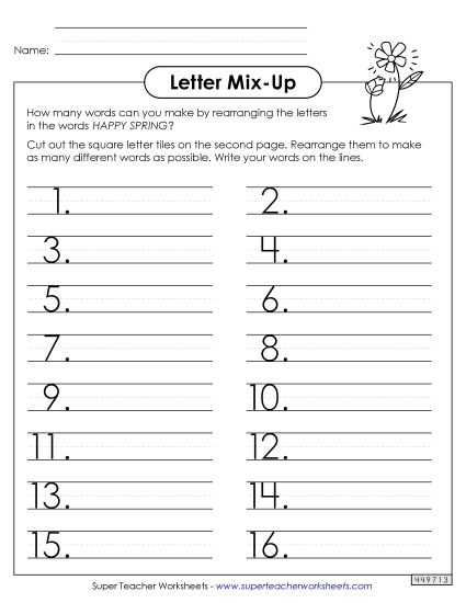 Puzzles & Crafts - Spring Word Mix-Up (Primary)