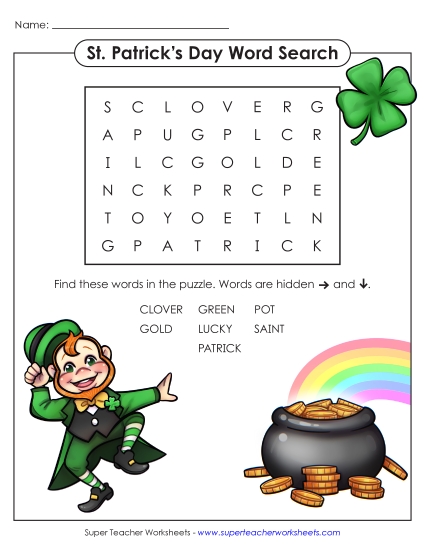Puzzles & Games - St. Patrick's Day Word Search (Easy)