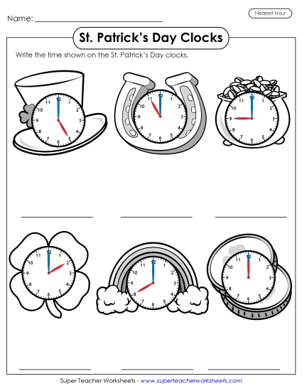 More St. Patrick's Day Math - St. Patrick's Day Clocks - Nearest Hour More St. Patrick's Day Math - St. Patrick's Day Clocks - Nearest Hour