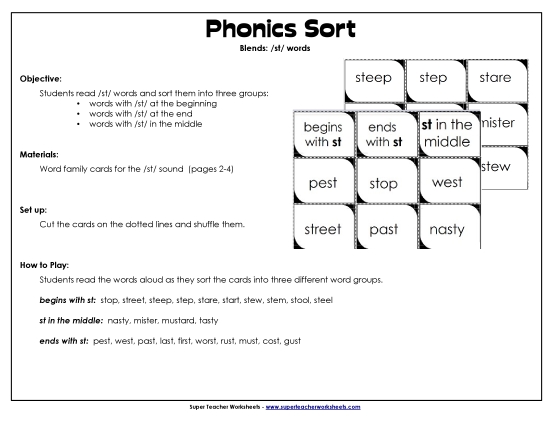 Games & Learning Centers - ST Sorting Cards