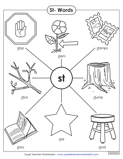 Phonics Blends and Digraphs - St- Words