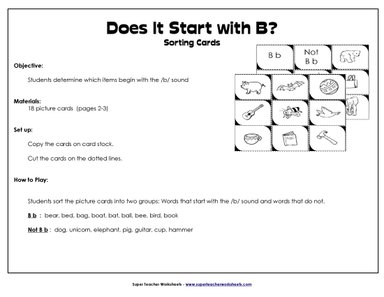 Card Games & Sorts - Starts With B - Sort