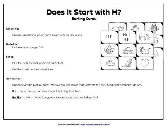 Card Games & Sorts - Starts With H - Sort