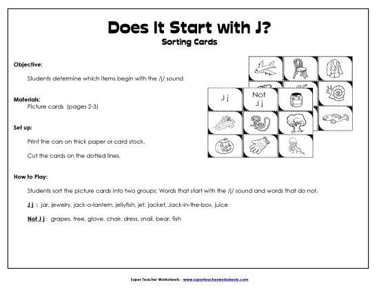 Card Games & Sorts - Starts With J - Sort