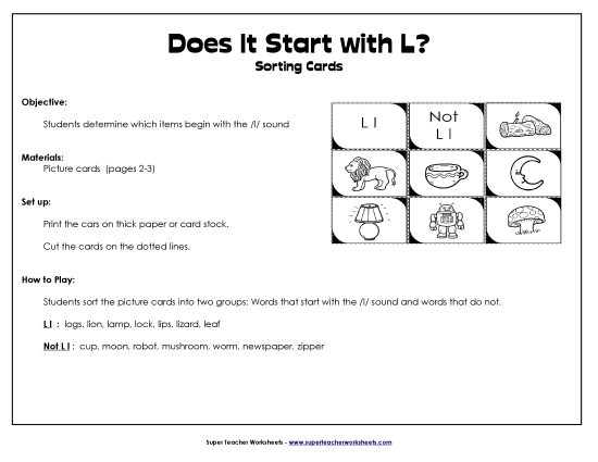 Card Games & Sorts - Starts With L - Sort
