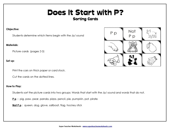 Card Games & Sorts - Starts With P - Sort