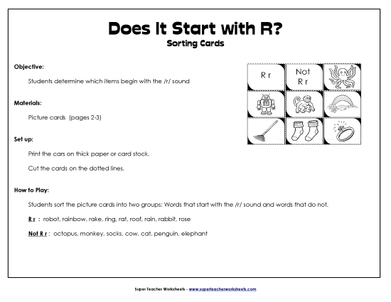 Card Games & Sorts - Starts With R - Sort