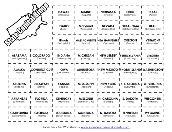 States & Capitals Games - State Capitals Bingo Game States & Capitals Games - State Capitals Bingo Game