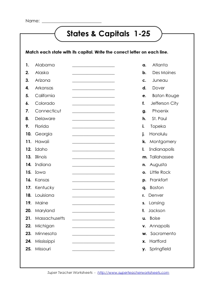 States & Capitals - States & Capitals #1 - 25 States & Capitals - States & Capitals #1 - 25
