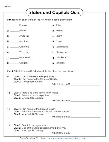 States & Capitals - States & Capitals Quiz States & Capitals - States & Capitals Quiz