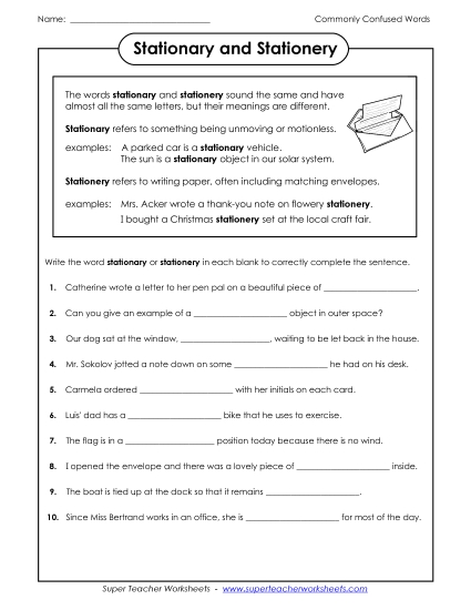 Stationary and Stationery 