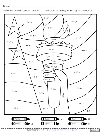 Math - Statue of Liberty Mystery Picture (Addition)