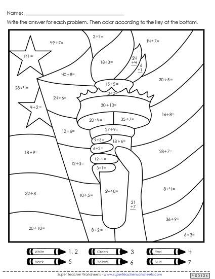 Math - Statue of Liberty Mystery Picture (Division) Math - Statue of Liberty Mystery Picture (Division)