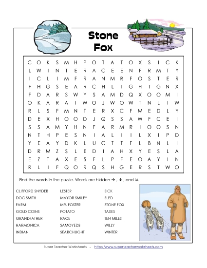 Whole Book - Stone Fox Word Search Whole Book - Stone Fox Word Search