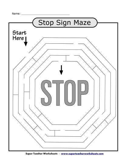 Alphabet Mazes (Easy) - Stop Sign Maze Alphabet Mazes (Easy) - Stop Sign Maze
