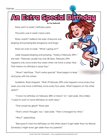 Reading Comprehension - Story: Extra Special Birthday