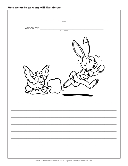 Writing (Story Pictures and  Writing Prompts) - Story Picture: Bunny Running Away
