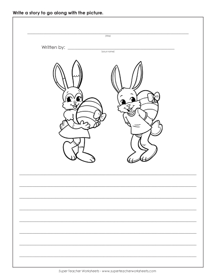 Writing (Story Pictures and  Writing Prompts) - Story Picture: Rabbits with Giant Eggs