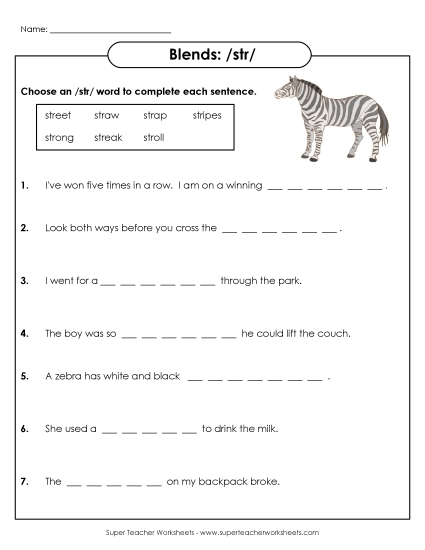 Worksheets - STR Sentences Worksheets - STR Sentences