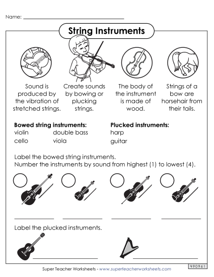Worksheets - String Instruments Worksheets - String Instruments