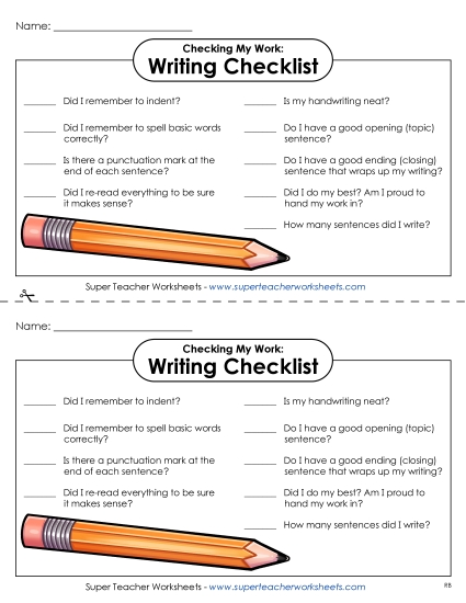 Editing Checklists - Student Writing Checklist