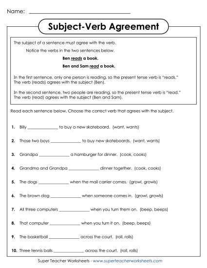 Verb Tenses - Subject-Verb Agreement