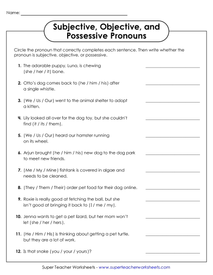 Subject & Object Pronouns - Subjective, Objective, and Possessive Pronouns