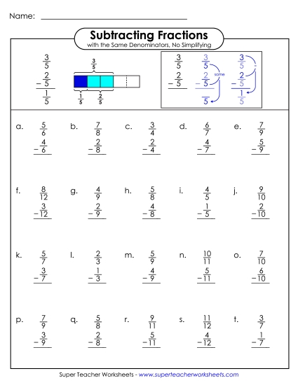 Subtracting Fractions: Same Denominator - Subtracting Fractions Subtracting Fractions: Same Denominator - Subtracting Fractions