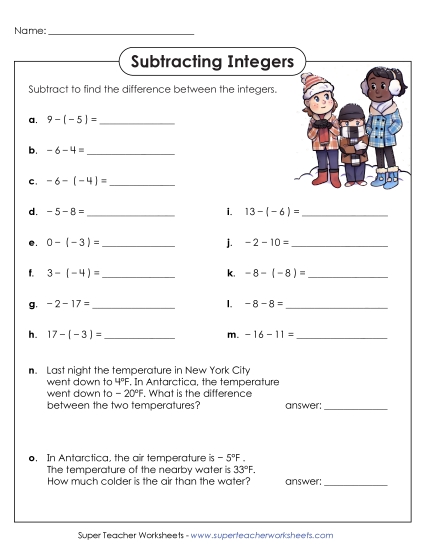 Subtracting Integers - Subtracting Integers Subtracting Integers - Subtracting Integers