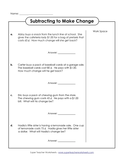 Level: Basic $1.00 and Under - Subtracting to Make Change Under a Dollar (Basic) Level: Basic $1.00 and Under - Subtracting to Make Change Under a Dollar (Basic)