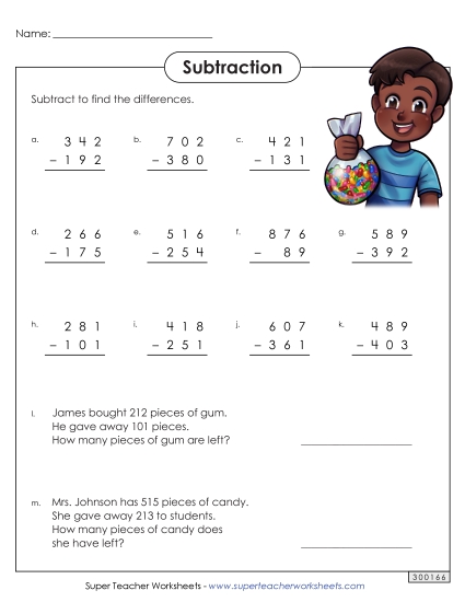 3-Digit Subtraction - Subtraction: 3-Digits 3-Digit Subtraction - Subtraction: 3-Digits