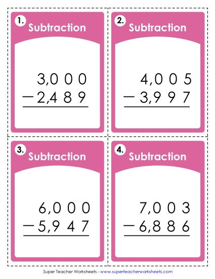 Subtraction: 4-Digit (Across Zero) Subtraction: 4-Digit (Across Zero)