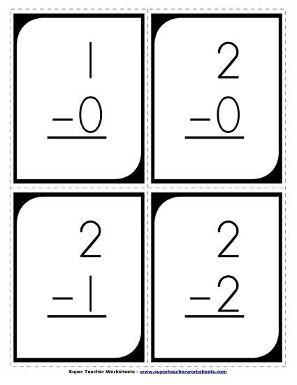 Flashcards - Subtraction Flash Cards (Large) Minuends to 20; Answers to 10