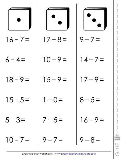 Games & Activities - Subtraction Fluency Dice