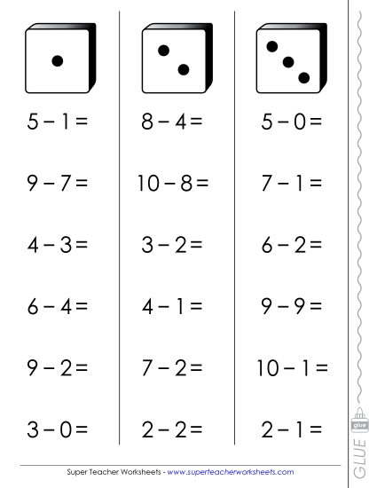 Basic Subtraction Games - Subtraction Fluency Dice Basic Subtraction Games - Subtraction Fluency Dice