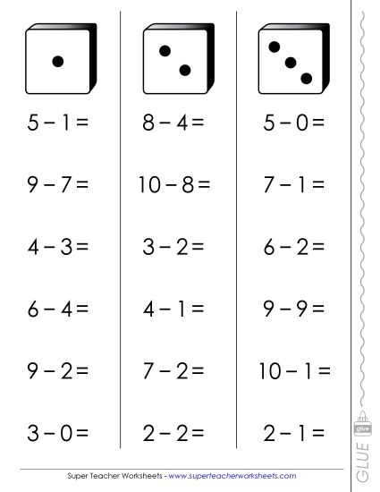 Basic Subtraction Games - Subtraction Game: Fluency Dice Basic Subtraction Games - Subtraction Game: Fluency Dice