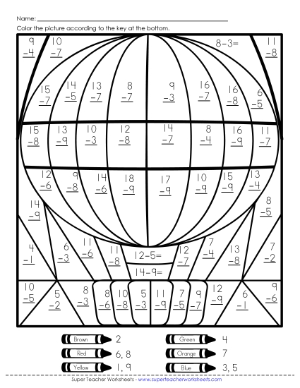 Subtraction - Subtraction: Hot Air Balloon Subtraction - Subtraction: Hot Air Balloon
