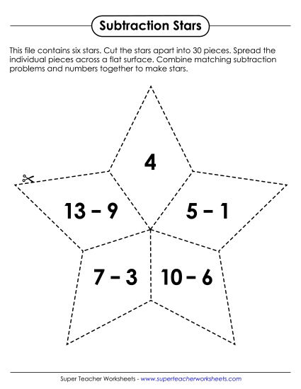 Games & Activities - Subtraction Star Puzzles (Minuends up to 20) Games & Activities - Subtraction Star Puzzles (Minuends up to 20)