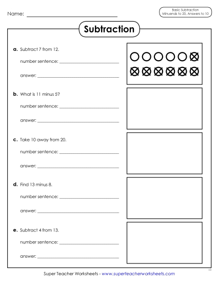 Concept Worksheets - Subtraction with Counters Concept Worksheets - Subtraction with Counters