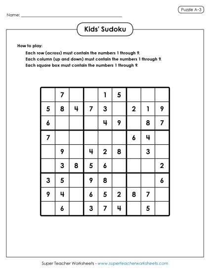 Sudoku for Kids Puzzle A-3