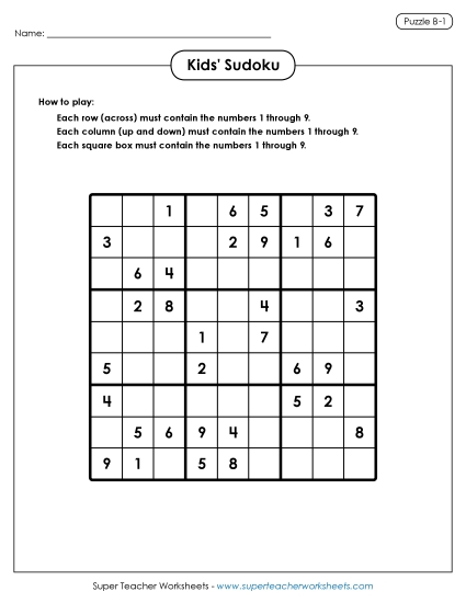 Sudoku for Kids Puzzle B-1